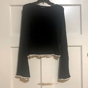 Zara knit black sweater with white detail L
